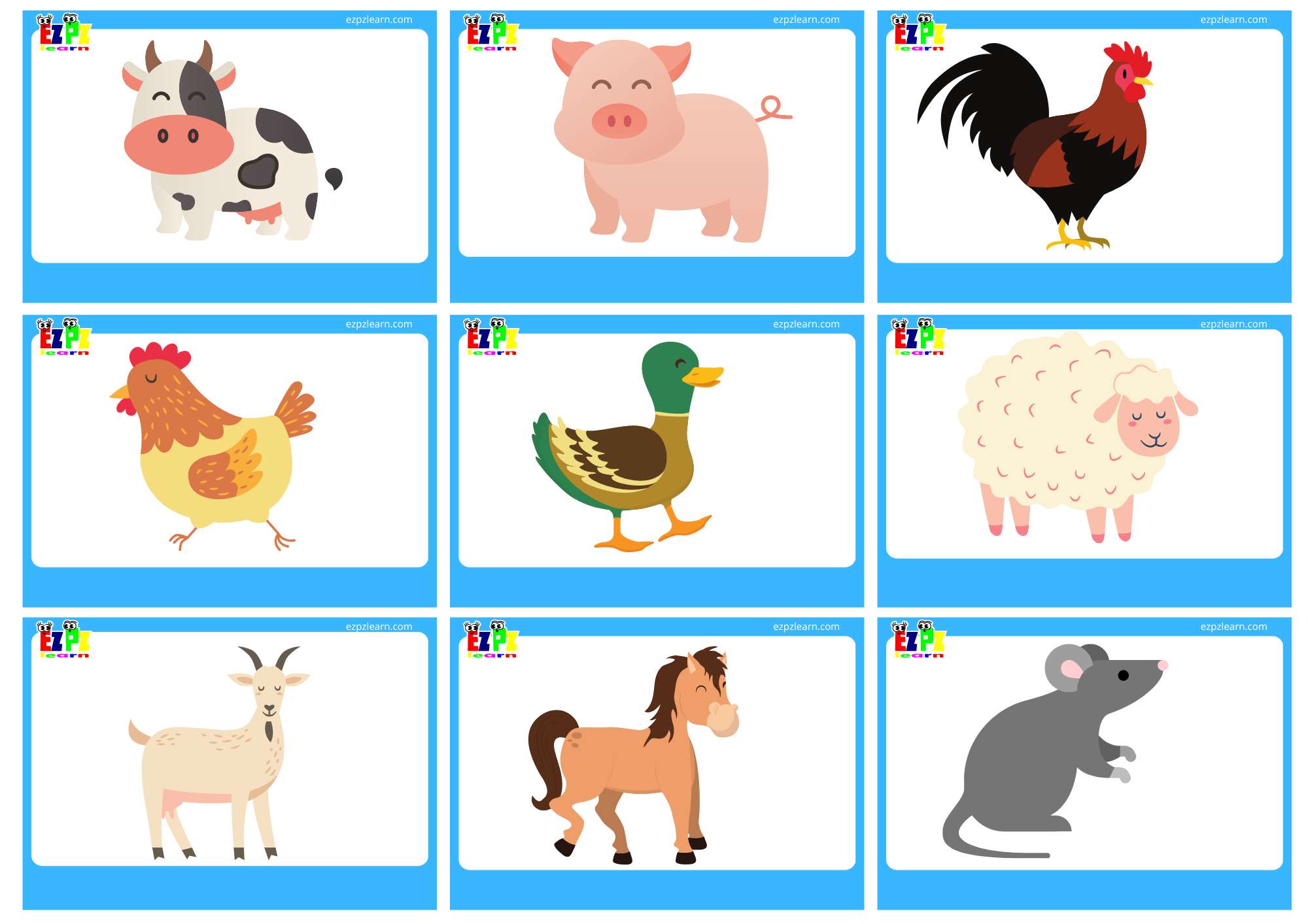 Farm Animals Flashcards No Words View online or free PDF download